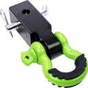 Shackle Hitch Receiver 2 inch with Hitch Pin, 41918 Lbs Break Strength Never Rust Receiver Shackle Bracket Heavy Duty and Solid with 3/4'' D Ring Shackle, Towing Accessories for Trucks Green