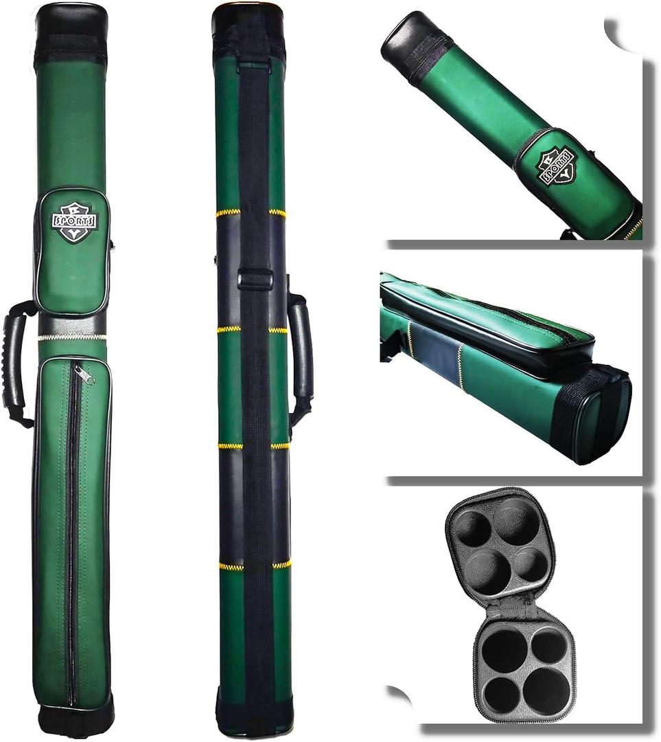 2x2 Hard cue case Square Pool Cue Billiard Stick Carrying Case (C11-Green)