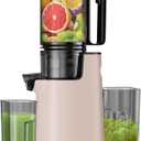 Cold Press Juicer, Masticating Juicer with 5.4" Wide Feed Chute, 350w Slow Machines Fit Whole Vegetables and Fruits with High Juice Yield, Easy to Clean (Light Pink)