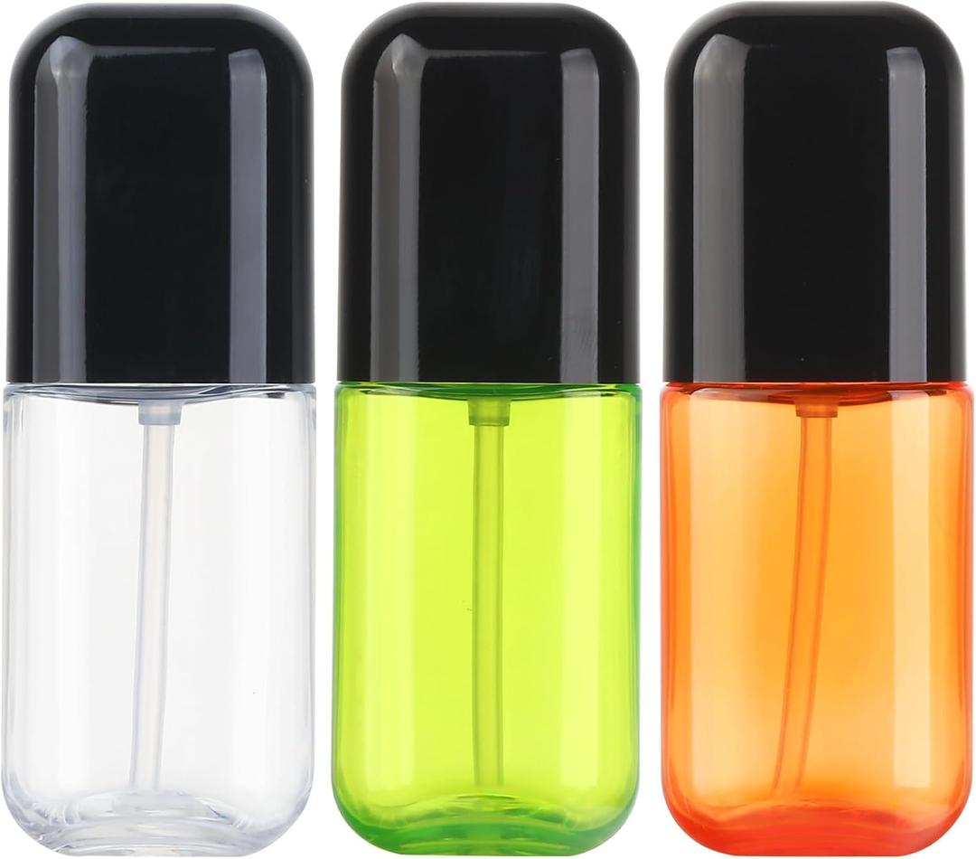 2 x Travel Spray Bottle 3 Pack 2.7oz/80ml Portable Plastic Small Spray Bottles Refillable Mini Spray Bottle Empty Fine Mist Spray Bottles for Makeup Removers, Perfume, Essential Oils Toners Rose Waters