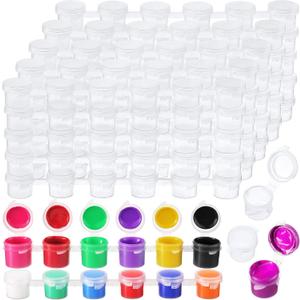 Patelai 100 Strips 600 Pots Empty Paint Pots with Lids Mini Plastic Paint Storage Container Strips Art Painting Craft Supplies for Classrooms Schools Paintings Art Festivals(5 ml/ 0.17 oz)