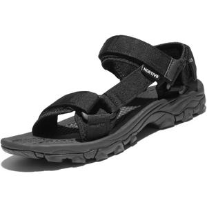 NORTIV 8 Men's Sandals Hiking Sports Lightweight Summer Water Arch Support River Open Toe Athletic Trail Outdoor Walking Sandals Longdo (9, Black Monochrome)