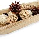 Wooden Decorative Dough Bowl For Home Decor, long Wooden Bowl for EntryWay Table,Coffee Table Decor for tv stand, Living Room,Kitchen Table Centerpieces(White)