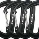 12KN Aluminum Carabiner Clip 4 Pack for Hammocks, 2700lbs Heavy Duty Large Clipping On Camping Accessories, Water Bottle,Backpacking and More - Black