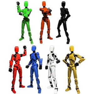 EIMONEY 6PCS Assembly Completed T13 Action Figure 3D Printed Multi-Jointed Movable,Lucky 13 Action Figures,Multi-Articular Action Figures,Desktop Decorations,Creative Gifts (6 Colors)