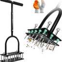 Lawn Aerator Tool, Manual Metal Spike Aerator Lawn Tool with Spring Base, Automatic Leaf and Dirt Cleaning, Grass Aerator for Lawn Care, Soil Loosening, Yard Aerating, Garden Tool