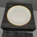 Salad & Dessert Plates, Set of 6, 8 inch, White Porcelain with Gold Trim, Elegant Ceramic Appetizer Plates for Bread, Snack and Finger Food, Round Serving Dishes for Wedding & Dinner Party  White Gold Trim, 8 inch