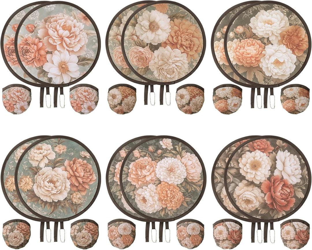 Trillionn 12 Pack Foldable Hand Fans for Women, Compact Portable Pocket-Sized Handheld Cooling Fan, Lightweight Girls Handheld Fan for Travel, Weddings, Outdoor Events Red