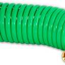 HoseCoil 3/8 inch ID Self Coiling Garden, RV, Marine Outdoor Water Hose (15' Green)