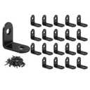 20 Pcs L Bracket Corner Brace 0.83" x 0.83" Metal Corner Bracket 90 Degree Right Angle for Shelves Chair Tables Cabinet Wood Furniture whih 80 Pcs Screws, Black
