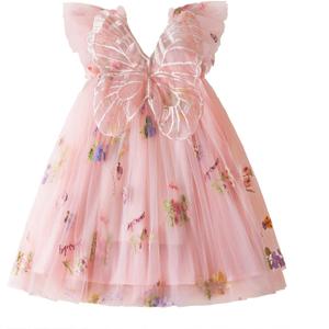 NNJXD Baby Girl Tulle Dress Casual Flower Embroidery Toddler Dresses (Pink)