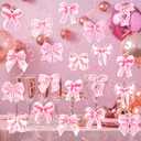 2 x Pink Bow Party Hanging Swirls Decorations, Pink Bow Banner Hanging Swirls for Girls Birthdays, Baby Showers, Bridal Showers, Bachelorette Parties