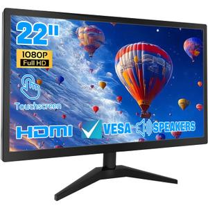 Touchscreen Monitor 22 Inch FHD 1920x1080P IPS PC Monitor, 10-Point Touch Screen Computer Display with HDMI VGA USB Ports, Built-in Speakers, VESA Mountable
