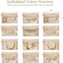 Travel Jewelry Case, Small Travel Jewelry Box with 12 Velvet Jewelry Bag Mini Pouch, Portable Travel Jewelry Organizer for Rings Earrings Necklaces (Beige 12 Pcs)