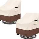 Outdoor Swivel Chair Cover 2 Pack,100% Waterproof Heavy Duty Patio Chair Covers,(35 W x 37 D x 38.5 H inches) Swivel Patio Chair for Outdoor Furniture Covers Waterproof,Beige&Brown