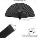 5 x Quacc 2 PCS Black Folding Hand Held Fans Light Strong Thin Fabric Chinese Handheld Tai Ji Fan for Men and Women, Wedding, Dance, Kungfu, Martial Art, Decorations, Party Favor, Gift