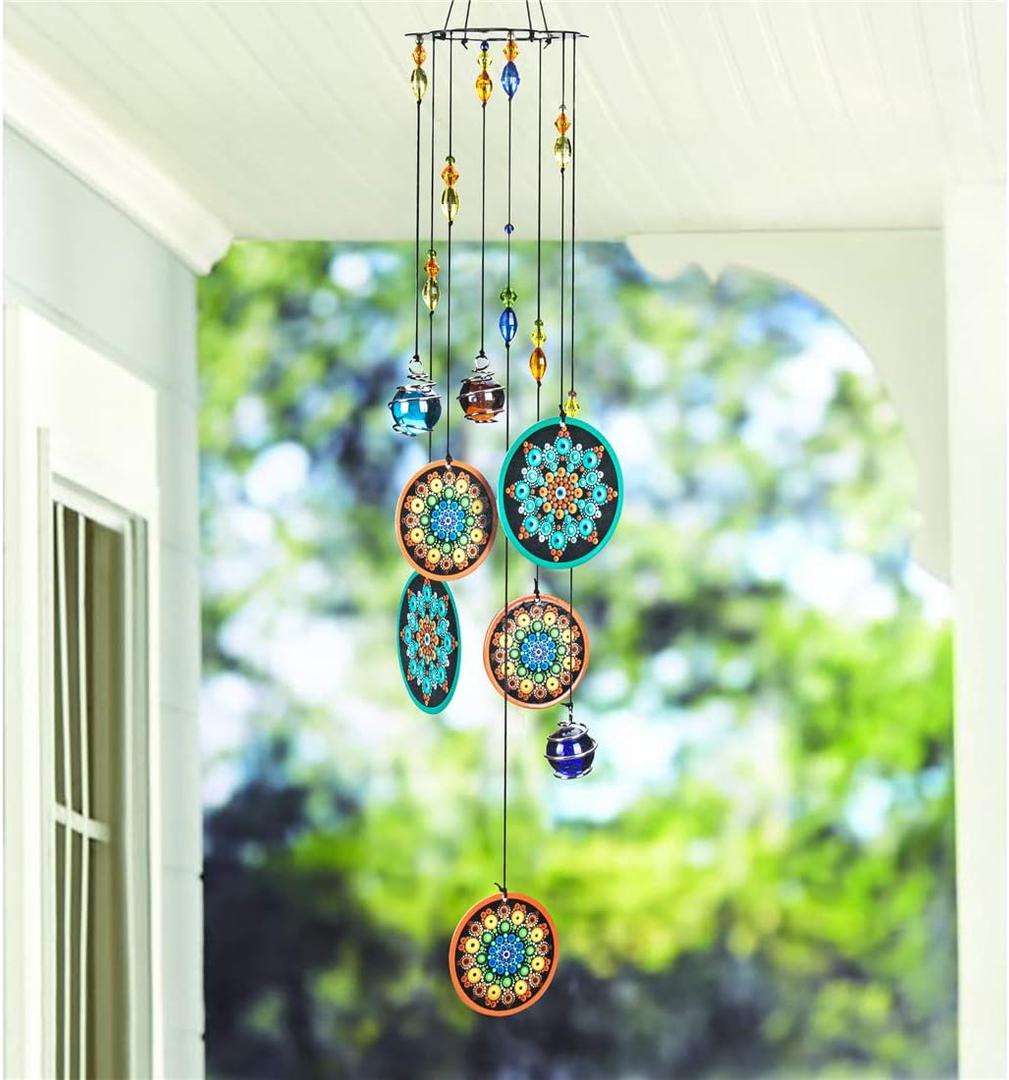 YUFENG Wind Chimes Outdoor Decor, Metal Memorial Windchimes Hanging Decoration for Garden Home Yard and Christmas Tree, 23.5'' Metal Flower Ornament Christmas Decor