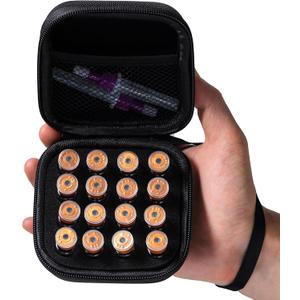 16 Slots, Peptide Case for Fridge, Fits 1ml 2ml 3ml Vials Storage for Peptide, Insulin, GLP-1 Etc,with Hand Strap and Logo, Black, Case Only, Small Size