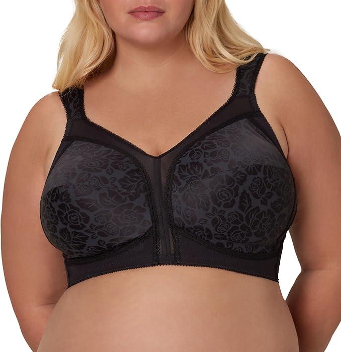 laytex Women's Wireless Bra, 18 Hour Plus-Size Bras, Full Coverage, Smoothing, 4693, Single or Pack, 46B