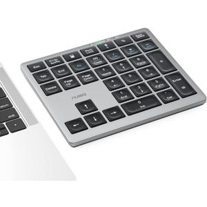 Nulea Wireless Number Pad Bluetooth 5.0 & 2.4G Portable Numeric Keyboard, USB-C Rechargeable, 34-Keys Bluetooth Keyboard for Data Entry, Compatible for Laptop, Mac, iMac, Tablet, PC Desktop