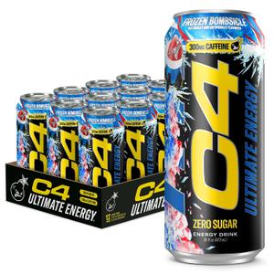 C4 Ultimate Energy Drink with Zero Sugar, Frozen Bombsicle, 12pk (EXP 12/31/27)