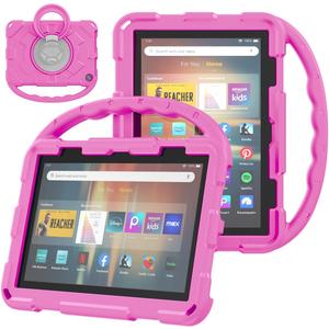 2024 Tablet 8 Case and Cover for Kids (Compatible 2024/2022/2020 Model), Not for iPad Samsung Onn Tab,Rotating 360 Kickstand Lightweight Shockproof Protective Case Cover Rose