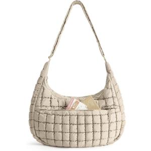 BAGSMART Quilted Puffy Crossbody Bag for Women, Large Tote Hobo Bag, 20L Shoulder Purses with 13.3" Laptop Sleeve for Daily Use