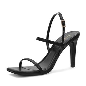 Women's Strappy High Heeled Sandals Open Toe Ankle Strap heels Comfy Weddings Shoes,EMMA-Black Size 7.5