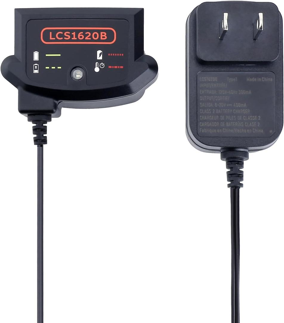 20Volt Battery Charger Replacement for Black and Decker 20V MAX Lithium Charger LCS1620B,Compatible with Black & Decker 12V/20V MAX Battery LBXR20 LBXR20-OPE LB20 LBX20 LBX4020 LB2X4020-OPE