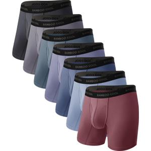 BAMBOO COOL Men's Ultra Breathable Underwear,No Riding Up Boxer Briefs with ComfortFlexible Waistband,Multipack (L)