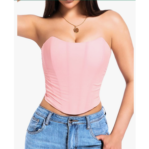 WS Waist Secrets Perfect Corset NYC OVERBUST Mesh Corset Top Lace up Shapewear with 15 Steel Boned (White Lace, M)