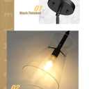 Emak Black Pendant Lights Kitchen Island, Modern 9 Inch Large Clear Glass Pendant Light, Farmhouse Hanging Lights for Kitchen, Dining Room, PL130-BK-CG