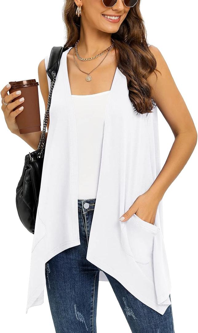 Veryoung Women's Lightweight Cardigan Casual Soft Long Sleeve Floral Knit Cardigans with Pockets High Low Hem Draped Duster, Size S