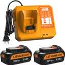 2 Pack5.0Ah Lithium-Ion Battery Replacement for Dewalt 20v Max Batteries DCB116 Fast Charger Combo for Dewalt 20V 60V Max Battery with USB Port & Cordless Power Tools (Yellow)