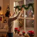 Suncalla 2 Pcs Garland Hanger for Front Door with 6 ft Christmas Pine Garland for Mantel Wreath Holder for Door Frame Adjustable Fits 32"-67" Width for Christmas Holiday Decoration, No Nails or Screws