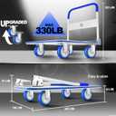 Push Cart Dolly by Wellmax, Moving Platform Hand Truck, Foldable for Easy Storage and 360 Degree Swivel Wheels with 330lb Weight Capacity, Blue Color