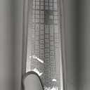 Wireless Keyboard and Mouse Combo - Full Size Slim Thin Wireless Keyboard Mouse with Numeric Keypad 2.4G Stable Connection Adjustable DPI (White & Silver)