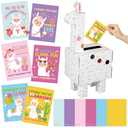 Eaasty Cute Llama Valentine Boxes for Kids DIY Valentines Day Mailbox Kits with 32 Alpaca Valentine Cards for Boys Girls Toddlers School Class Classroom Gifts Exchange & Greeting Craft Party Favor