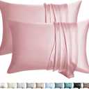 100% Silk Pillow Cases 2 Pack Queen Size Mulberry Silk Pillowcase for Hair and Skin Set of 2 Highest Grade 6A Silk Soft Breathable Cooling with Hidden Zipper, Pink