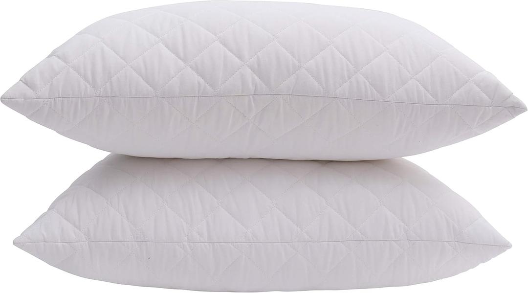 Niagara Sleep Solution Quilted Pillows for Sleeping 2 Pack Standard Size White Side Stomach Back Sleepers Super Soft Hotel Quality Pillows Pair Premium Super Soft Hollow Fiber Filled Down Alternative