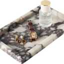 Natural Calacatta Viola Marble Tray 10"x6" Rectangular - Non-Resin Bathroom Vanity Organizer & Office Desk Tray | Waterproof Stone Serving Platter for Jewelry/Perfume (Purple Portoro)