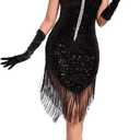 Women's 1920s Flapper Sequin Fancy Costume Dress For Great Gatsby Theme Party Dress (Black, Extra Small)