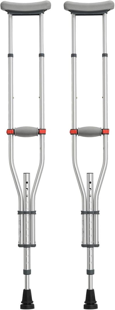 Lightweight Aluminum Crutches for Adults & Kids Detachable 2-in-1 Design for Easy Travel & Storage, Height Adjustable Fits 4'6" to 6'6", Pair of Underarm Crutches with Padded Cushions & Non-Slip Tips
