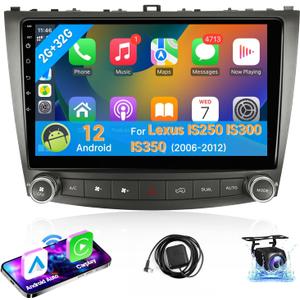 Leadfan Android 12 Car Stereo Radio for Lexus IS250 IS300 IS350 2006-2012 Compatible with Apple Carplay Android Auto 10.1'' Touch Screen in-Dash Navigation GPS Bluetooth WiFi Unit Back Camera 2+32G