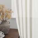 Nanspring Beige White Linen Curtains 84 Inch Length 2 Panels Set for Living Room Rod Pocket Back Tab Light Filtering Window Drapes for Bedroom Dining Room Protect Privacy Home Decor