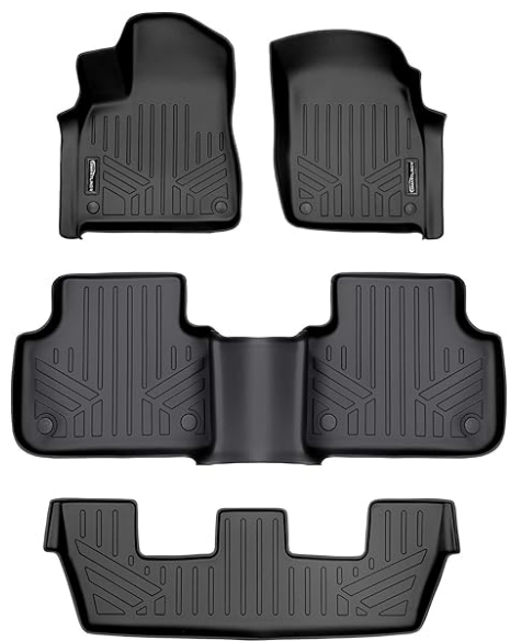 SMARTLINER Custom Fit Floor Mats 3 Row Liner Set Black for 2017-2025 Audi Q7/SQ7