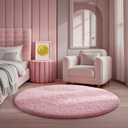Ophanie Soft Fluffy Shaggy Rugs for Bedroom Living Room Dorm Nursery Home Decor Aesthetic, Color Pale Pink, Size 4' Round
