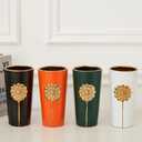 Green Vase, Glazed Ceramic Cylinder Flower Vase for Home Decor, Bedroom, Office, Living Room, Bathroom, Tabletop Decor, Centerpiece Table Decorations (Green)