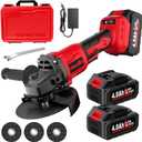FULLYEA Cordless Angle Grinder Kit, 4-1/2" Power Angle Grinders with 2 * 4.0Ah Battery & 12000RPM Brushless Motor, Metal Grinder with Cutting Wheels, Electric Grinder Tool Set for Cutting, Grinding