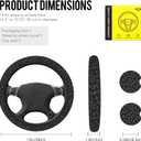 Black Leopard Print Steering Wheel Cover for Women, Universal Fit 14.5-15 Inch with Non-Slip Grip and Thermal Control, Includes 2 Ceramic Absorbent Cup Coasters, Compatible with Cars, SUVs, Trucks.